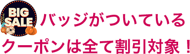 ビッグセールバッジがついているクーポンは全て割引対象！