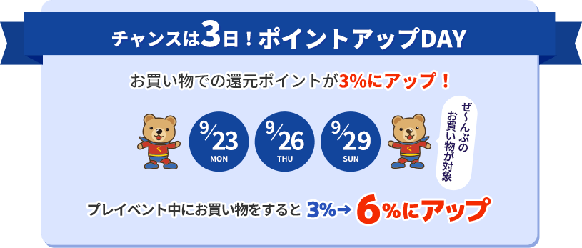 チャンスは3日！ポイントアップDAY