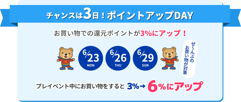 チャンスは3日！ポイントアップDAY