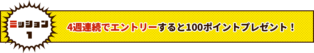 4週連続でエントリーすると100ポイントプレゼント！