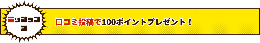 口コミ投稿で100ポイントプレゼント！